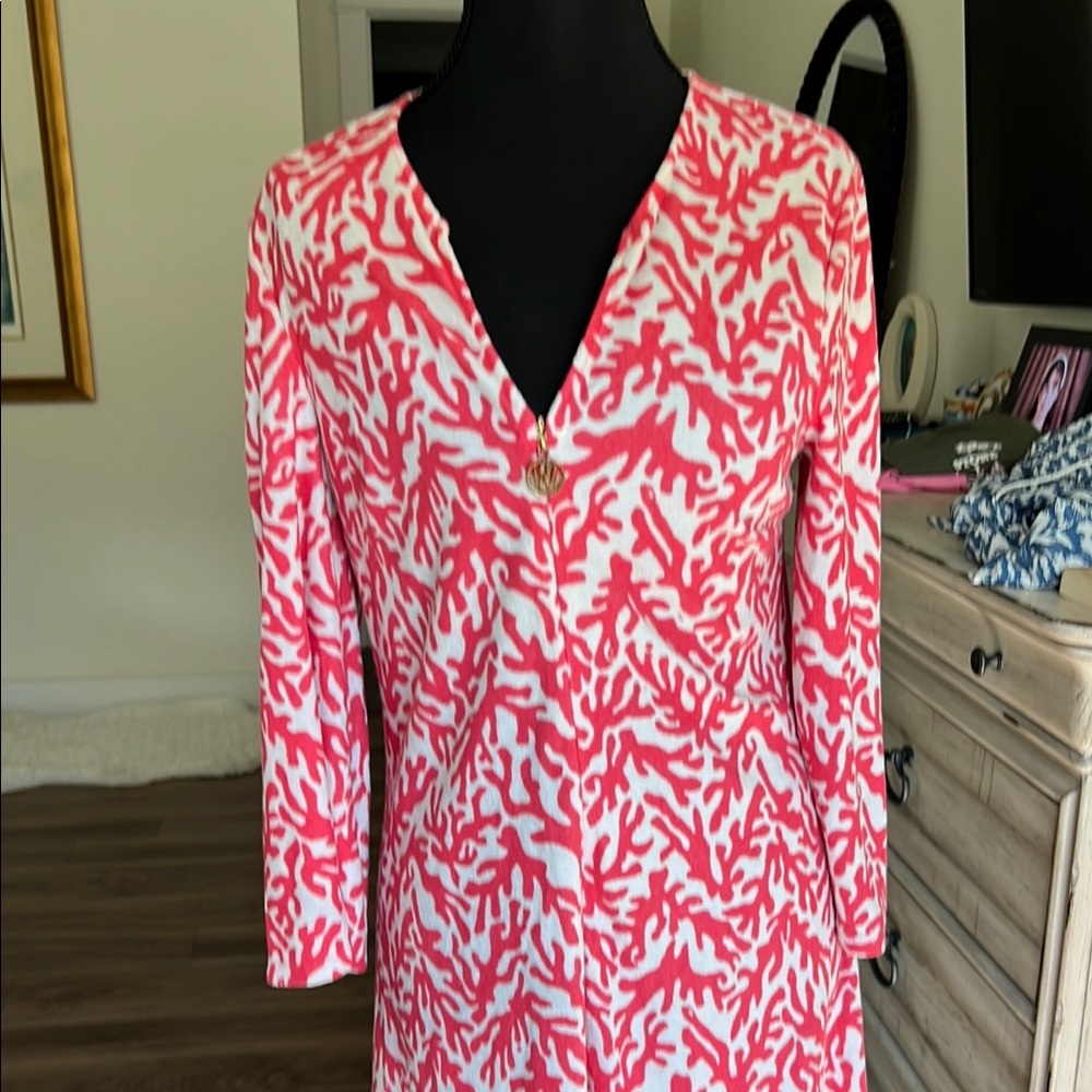 Lilly Pulitzer Pink and White Coral Pattern  bathing suit cover up